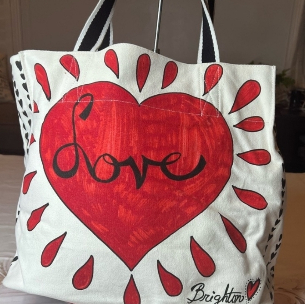 Brighton Red and White Love Heart Tote
